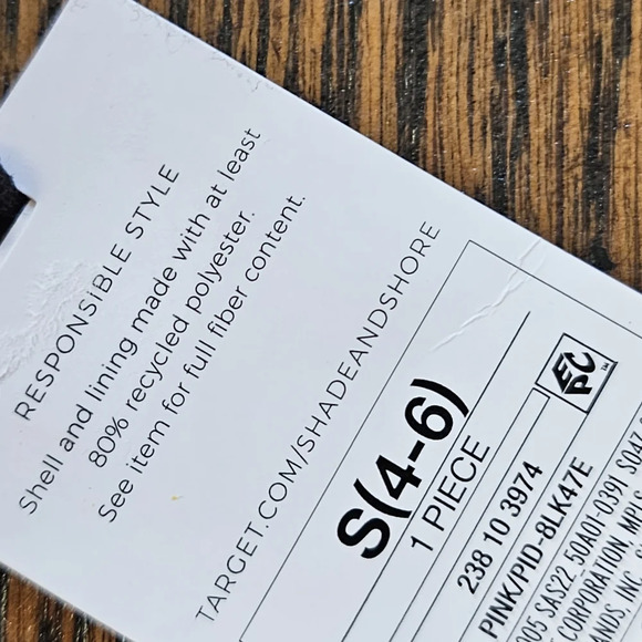 Shade & Shore Pink Tie-Front Plunge One Piece Swimsuit Size Women Small 4-6 NEW - Picture 11 of 11